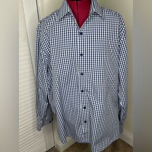 Tasso Elba Men’s Button-Up Shirt Blue & White Check – XL